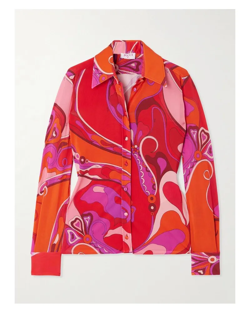 Emilio Pucci Hemd Aus Bedrucktem, Glänzendem Jersey - Pink Pink