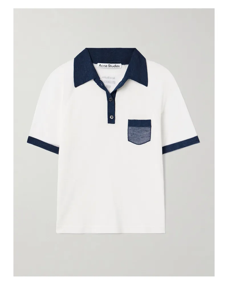 Acne Studios Polohemd Aus Lyocell Und Jersey Aus Einer Wollmischung In Colour-block-optik - Weiß Weiß