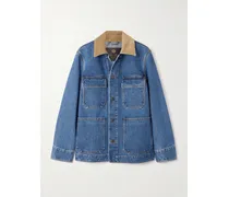 Dean Corduroy-trimmed Denim Jacket - Blue