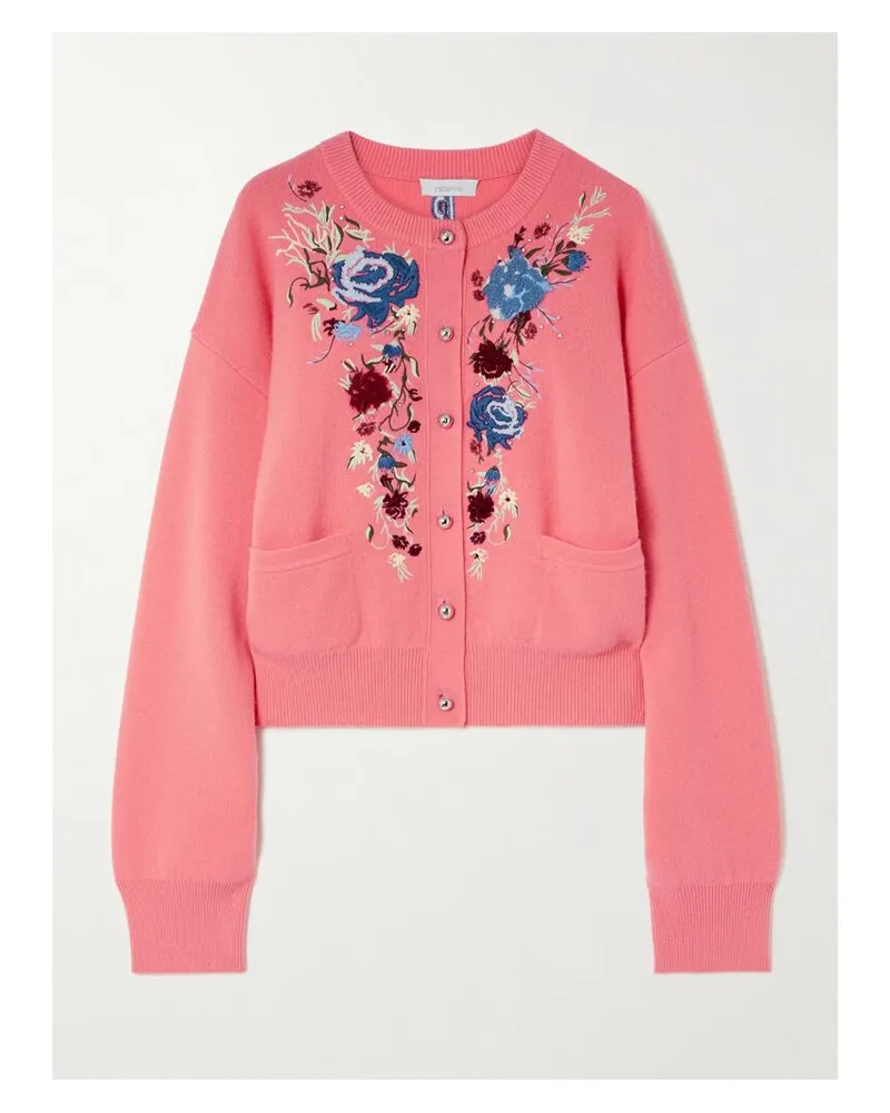 Paco Rabanne Cardigan Aus Einer Woll-kaschmirmischung Mit Stickereien Und Kristallen - Pink Pink