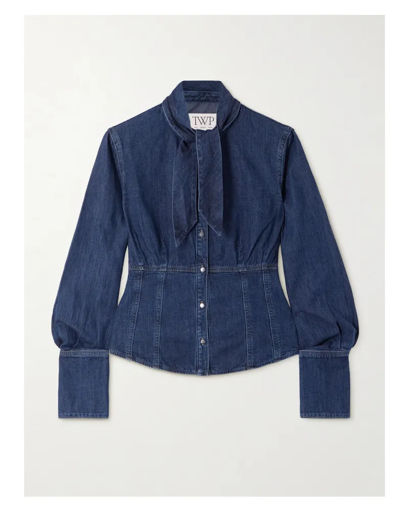 TWP Fifis Jeans-bluse In Patchwork-optik Mit Schluppe - Blau Blau