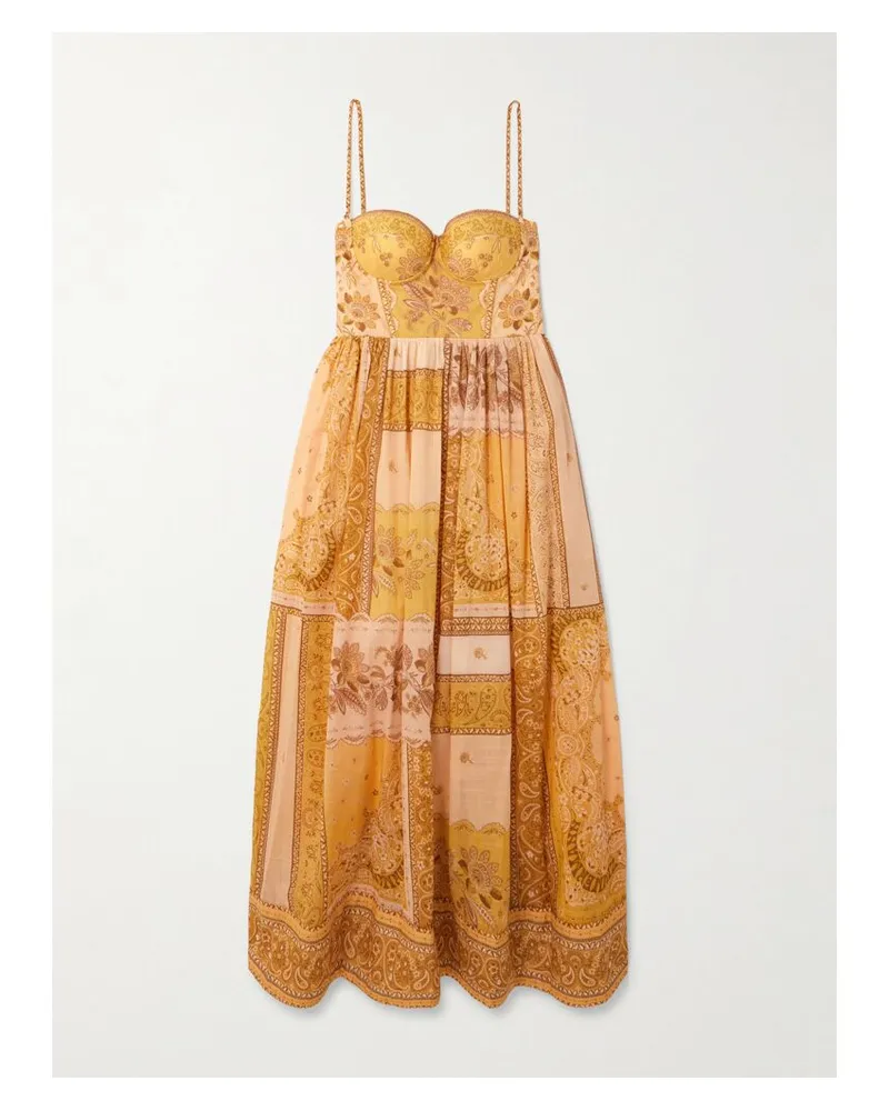 Zimmermann Lucky Midikleid Aus Baumwoll-voile Mit Bandana-print - Gelb Gelb