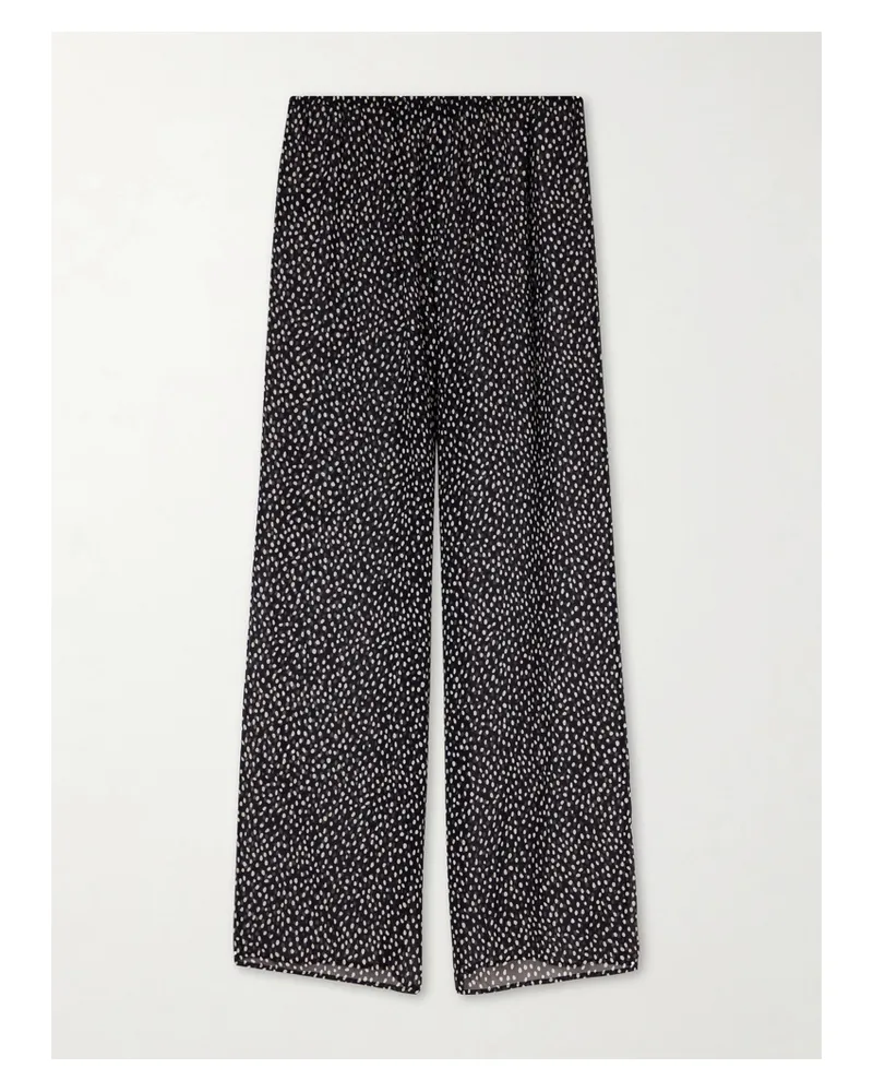 Nili Lotan Polka-dot Silk Straight-leg Pants - Black Black
