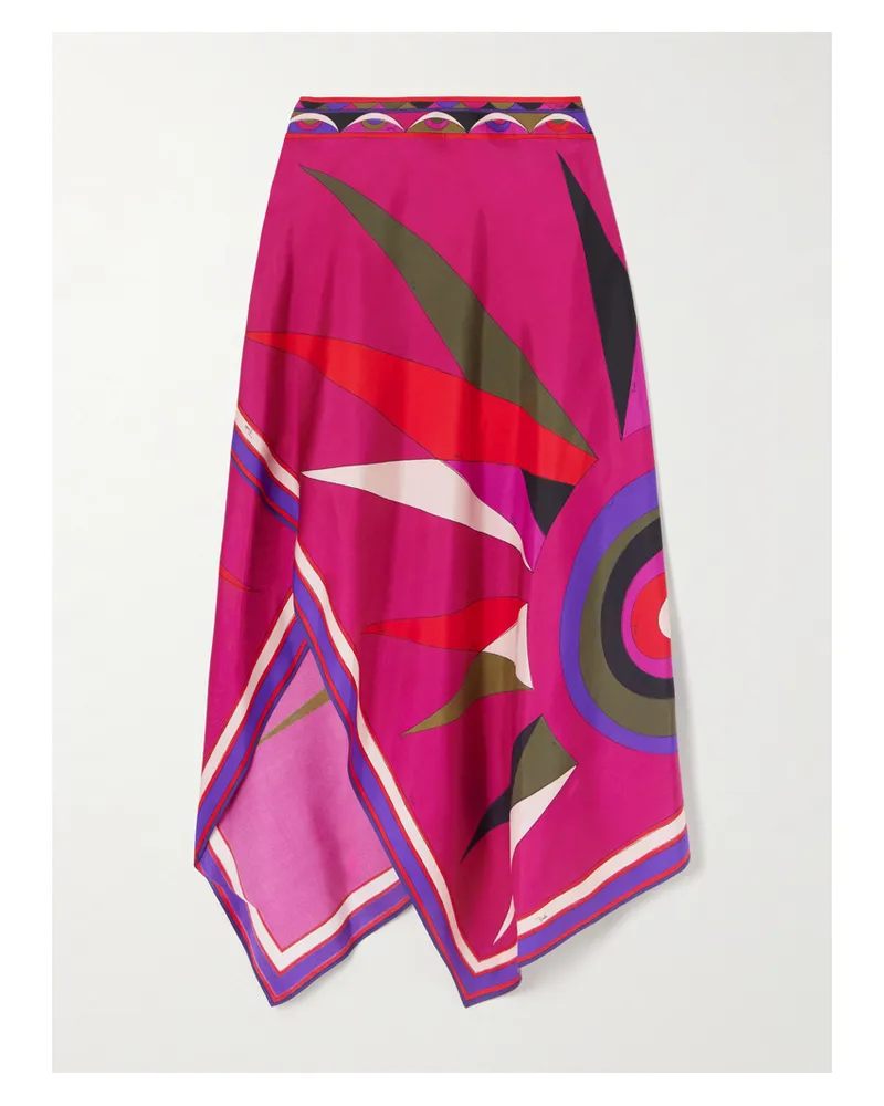 Emilio Pucci Asymmetrischer Maxirock Aus Bedrucktem Seiden-twill - Mehrfarbig Mehrfarbig