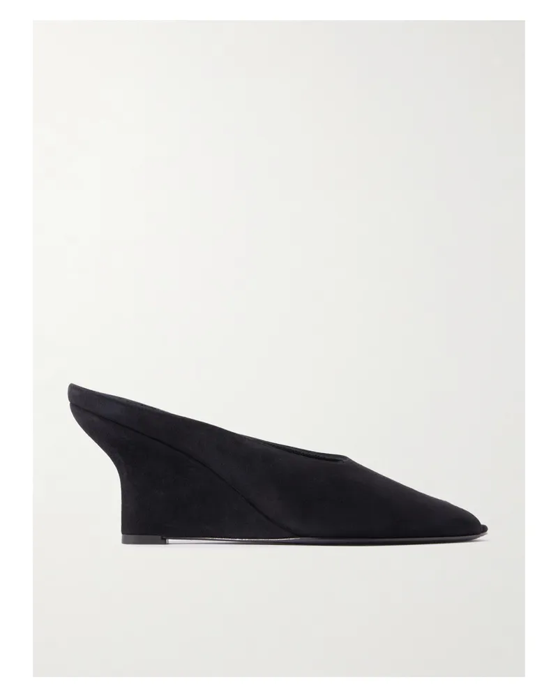 Totême Velvet Wedge Mules - Black Black