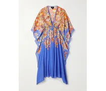 Kaftan Aus Bedrucktem Voile Aus Einer Baumwoll-seidenmischung - Blau