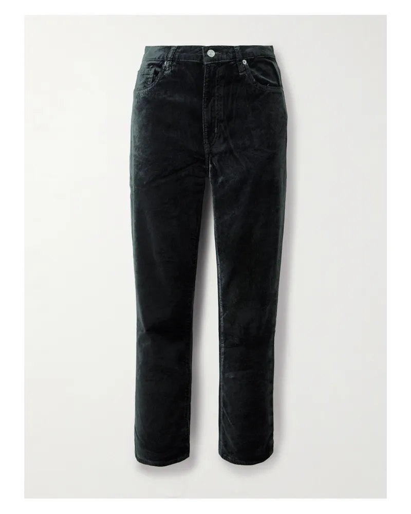 Frame Denim Le Sleek Verkürzte Bootcut-hose Aus Samt Aus Einer Baumwollmischung - Grün Grün