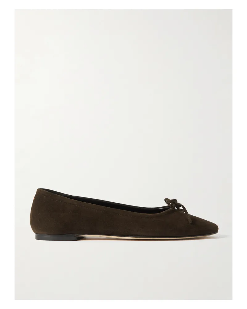 aeyde Delfina Bow-detailed Suede Ballet Flats - Brown Brown