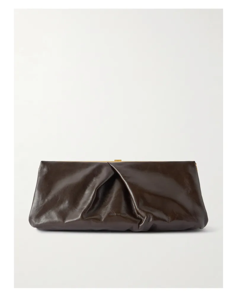 Dries van Noten Clutch Aus Leder - Grau Grau