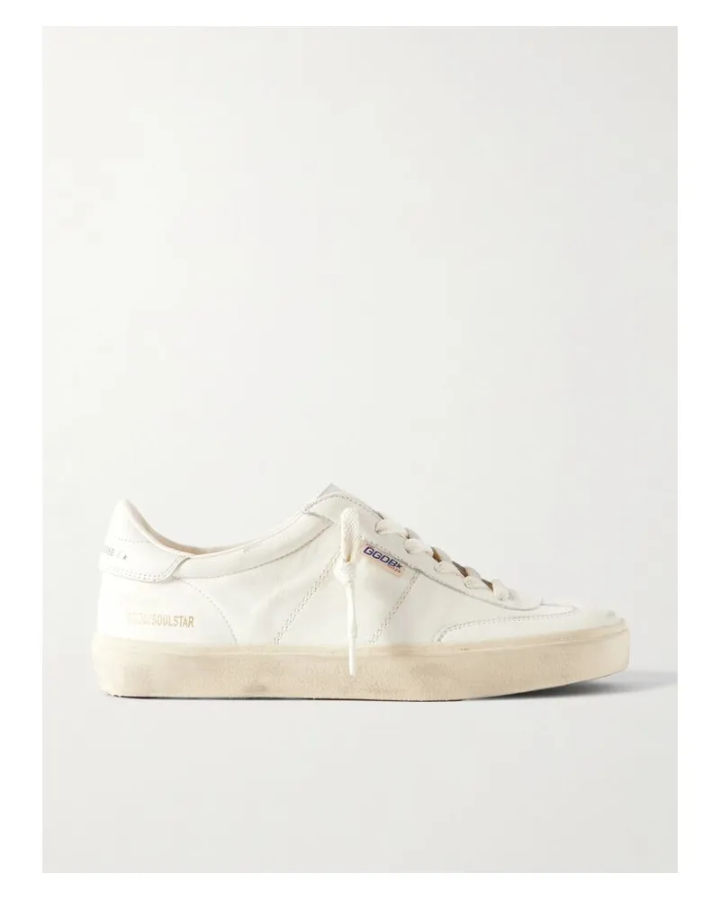 Golden Goose Soul-star Sneakers Aus Leder Mit Logo-print In Distressed-optik - Weiß Weiß