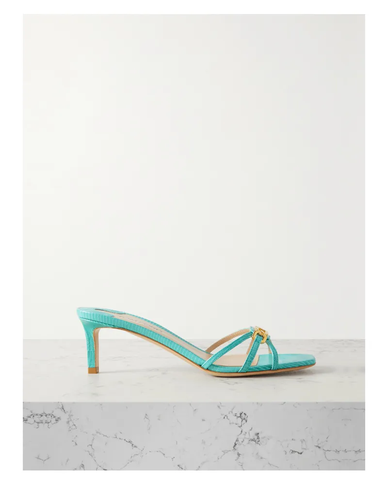 Tom Ford Whitney Mules Aus Leder Mit Eidechseneffekt Und Verzierung - Blau Blau