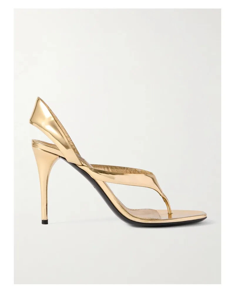 Alaïa Tong 90 Sandalen Aus Leder Mit Spiegeleffekt - Gold Gold