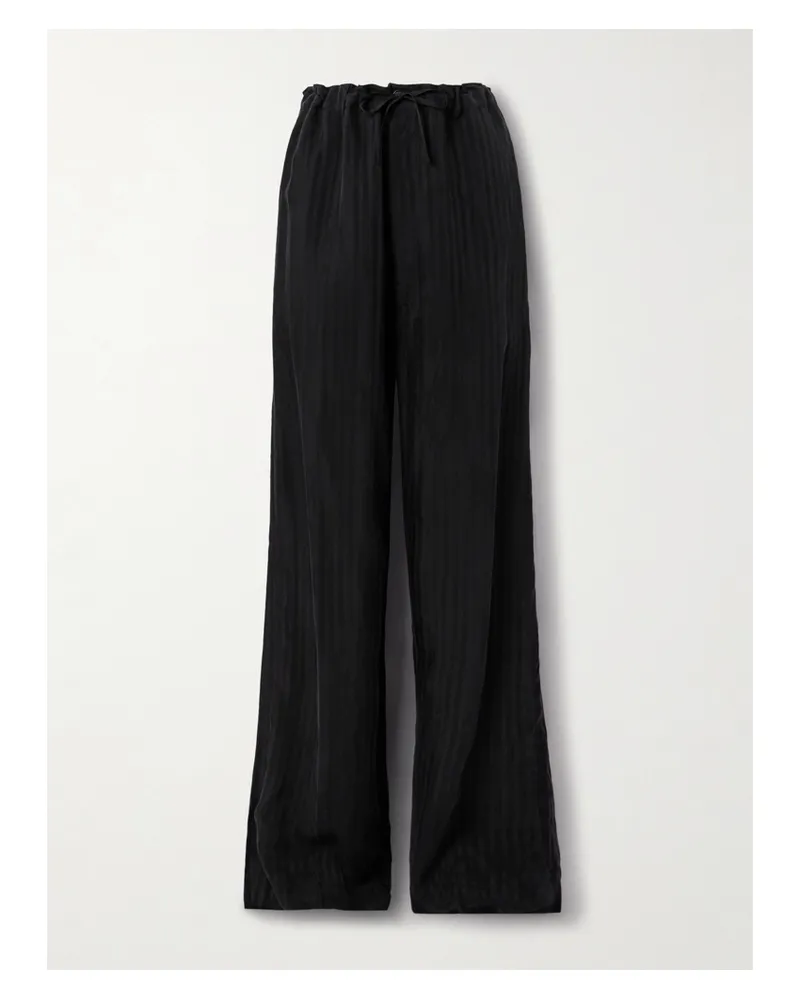 Balenciaga Striped Satin-jacquard Wide-leg Pants - Black Black
