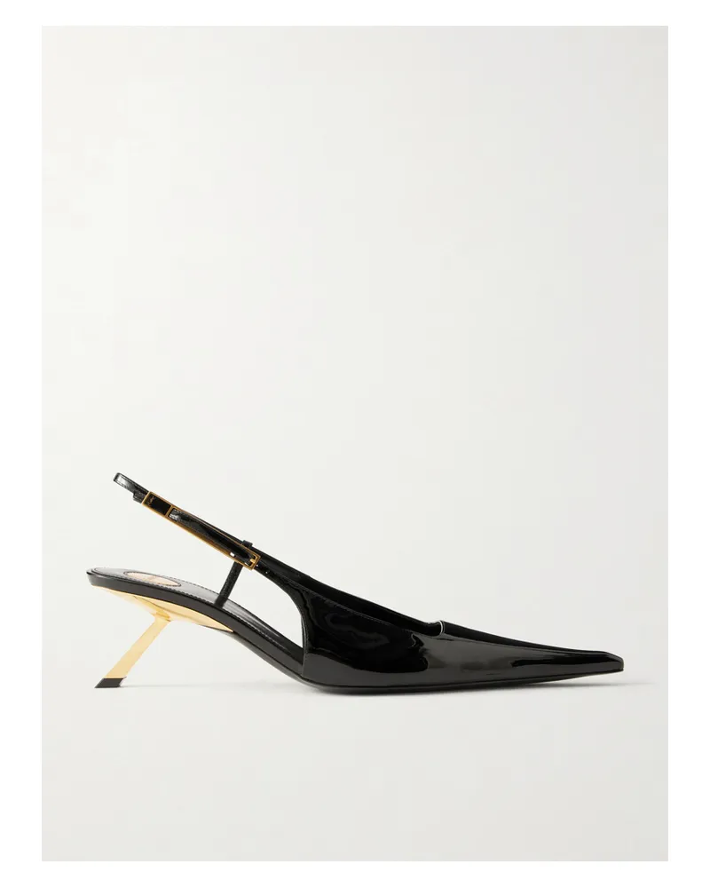Saint Laurent Lee Patent-leather Slingback Pumps - Black Black