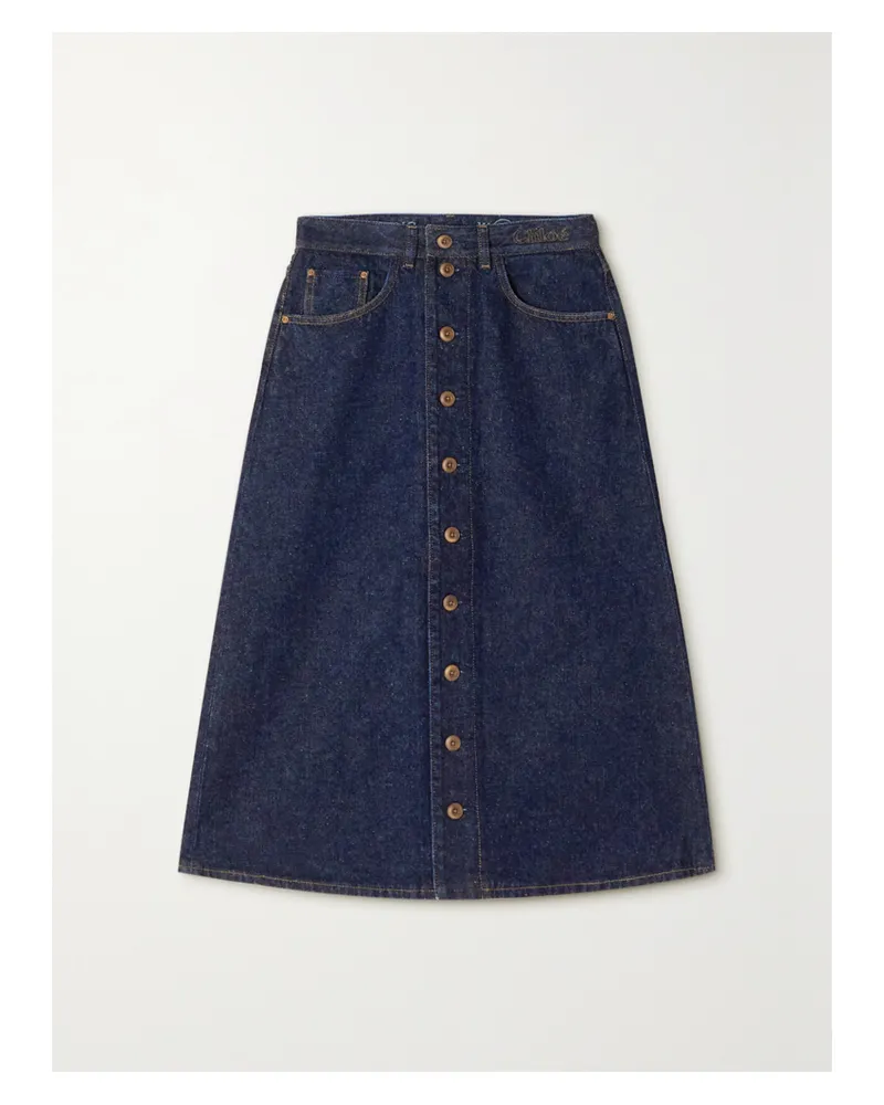 Chloé Agung Midi-jeansrock Aus Recyceltem Denim - Blau Blau