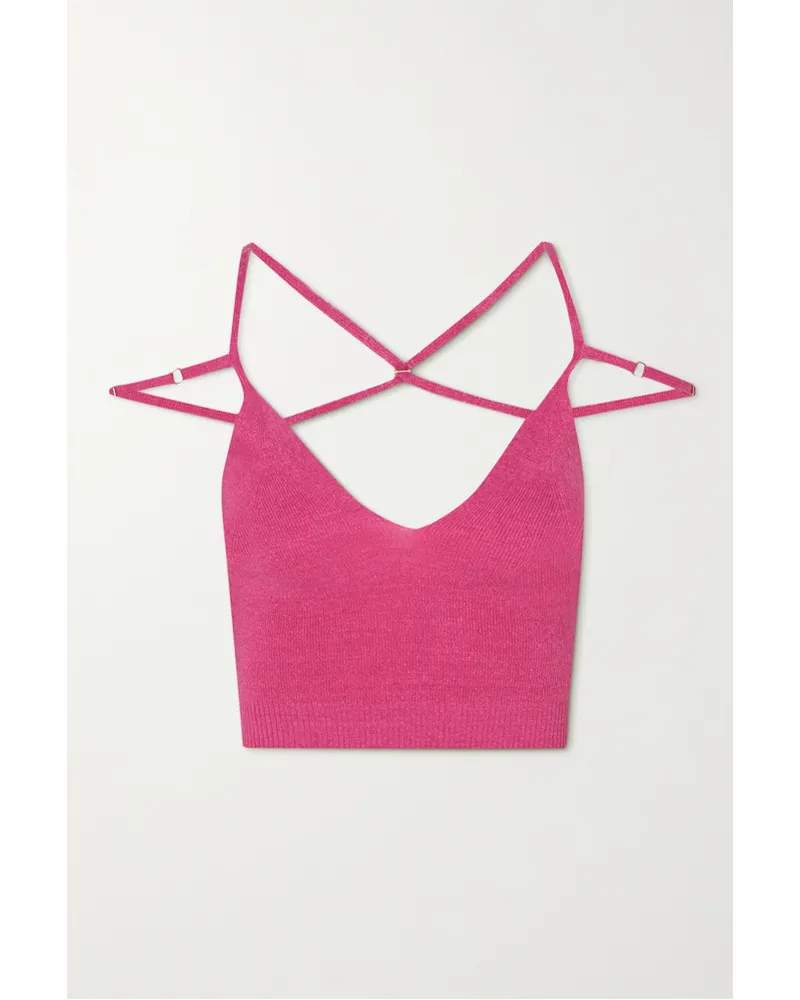 Jacquemus Aneto Bustier aus Leinen mit Cut-outs Pink