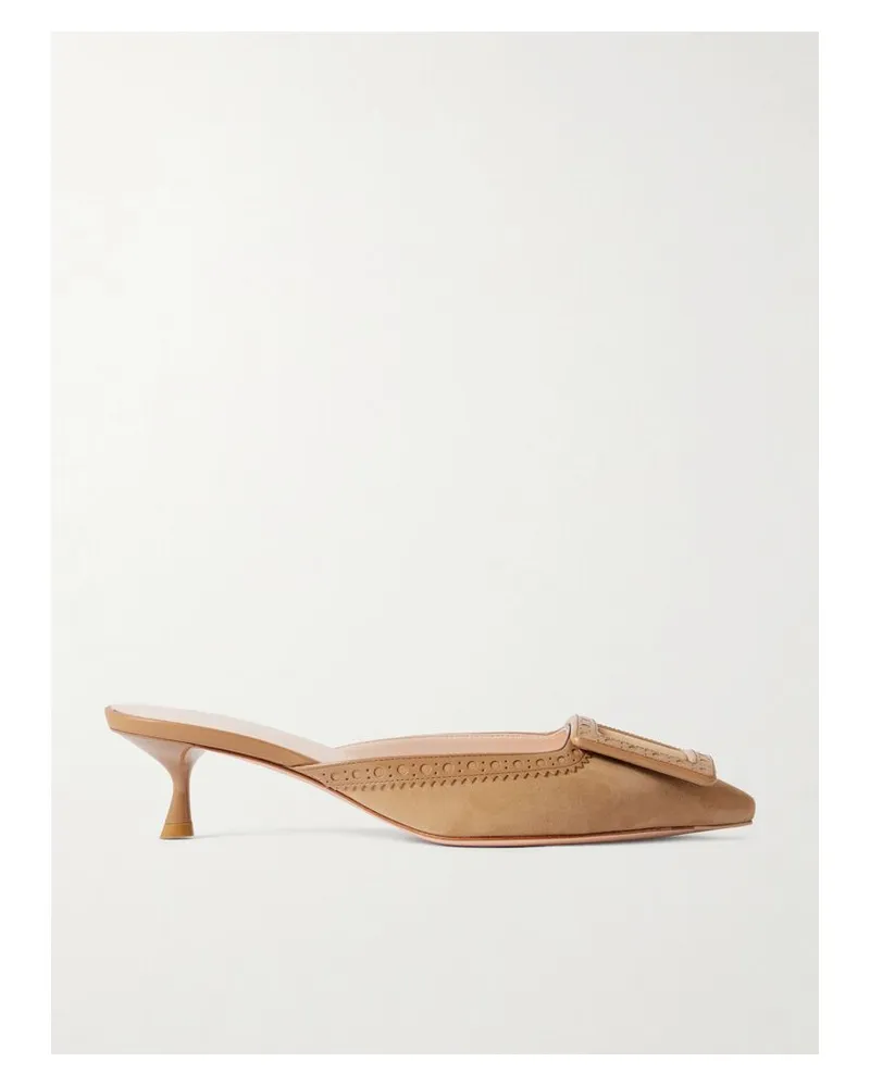 Roger Vivier Viv In The City 45 Mules Aus Veloursleder Mit Perforierten Lederbesätzen - Braun Braun