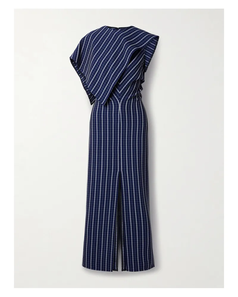 Proenza Schouler Selene Asymmetrisches Maxikleid Aus Kariertem Stretch-crêpe Mit Raffungen - Blau Blau