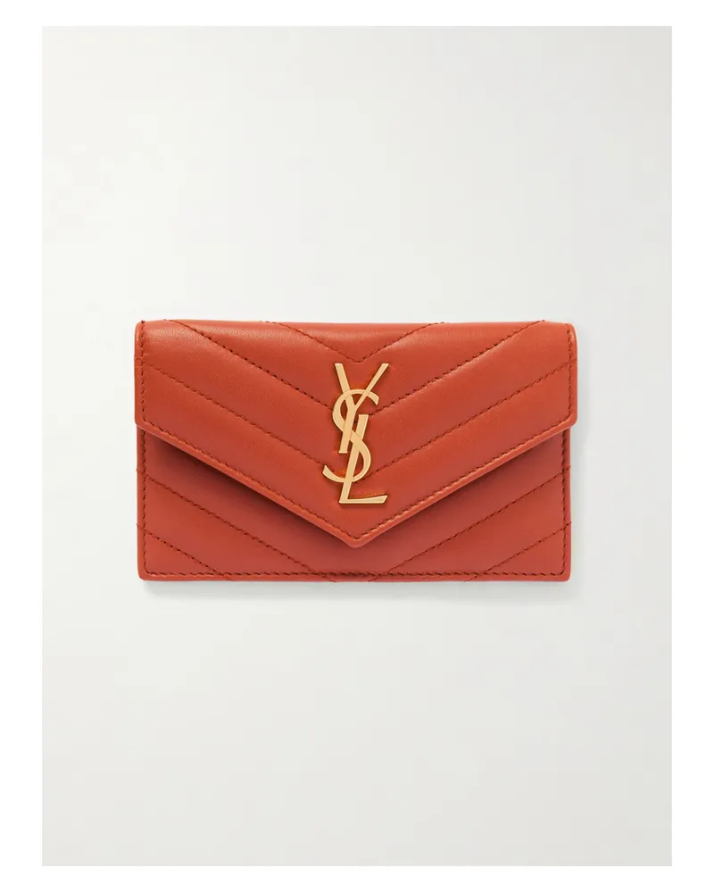 Saint Laurent Cassandre Portemonnaie Aus Matelassé-leder - Orange Orange