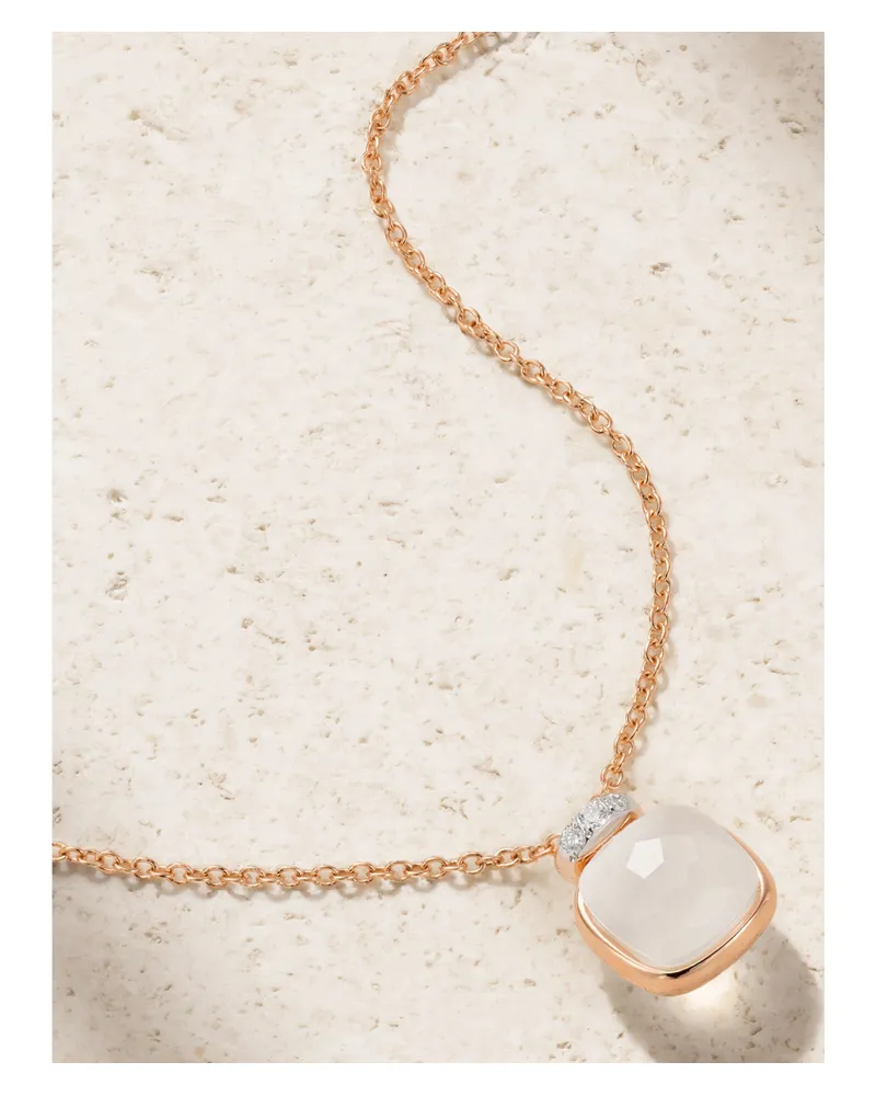 Pomellato Nudo Kette Aus 18 Karat Rosé- Und Weißgold Mit Quarz Und Diamanten Gold