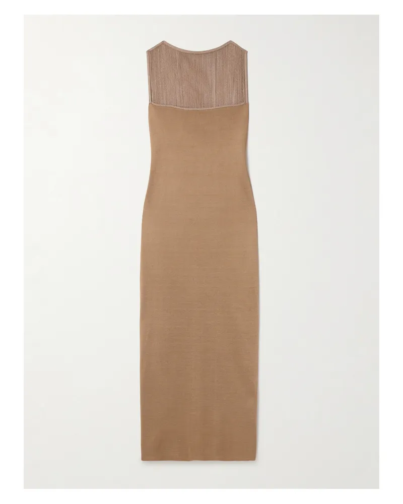 KHAITE Ruslan Maxikleid Aus Strick Mit Fransen - Braun Braun