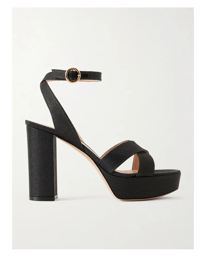 Gianvito Rossi Sabrina Haiti 70 Plateausandalen Aus Raffiabast - Schwarz Schwarz