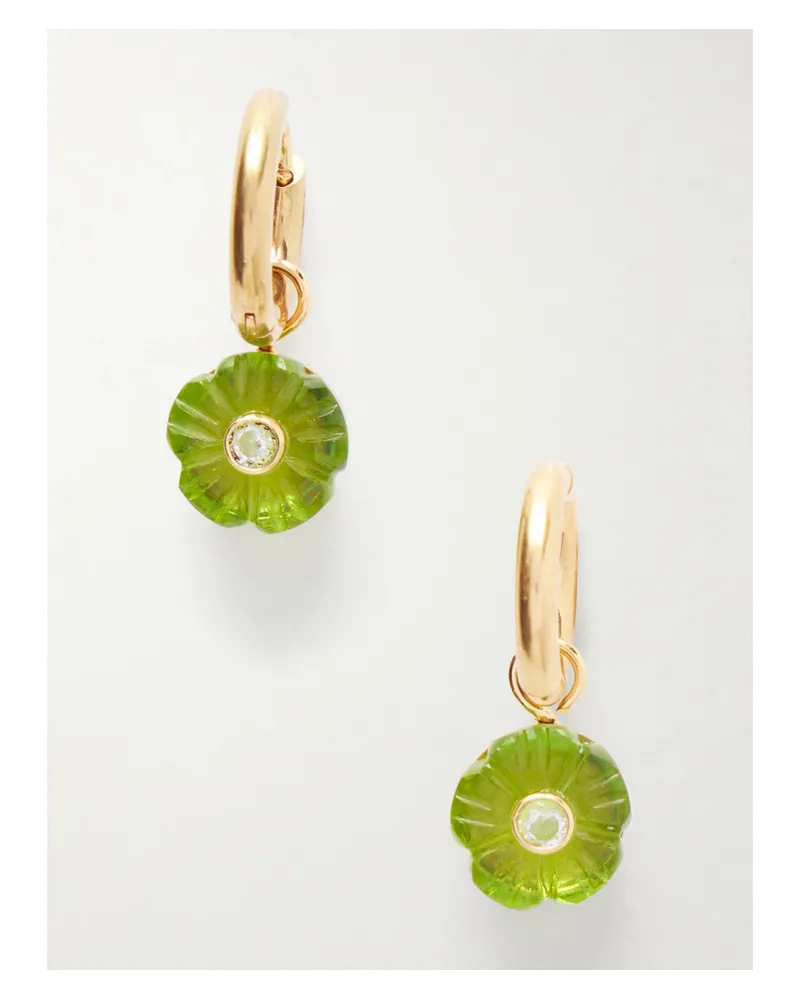 Jennifer Behr Lillian Gold-tone Crystal Earrings - Green Green