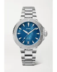 ORIS Aquis Date Automatic 36,5 Mm Uhr aus Edelstahl und Perlmutt Blau