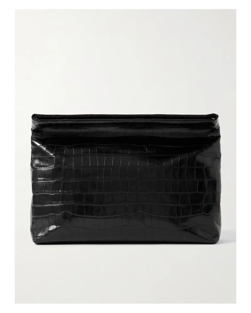 Nili Lotan Jerry Croc-effect Leather Clutch - Black Black