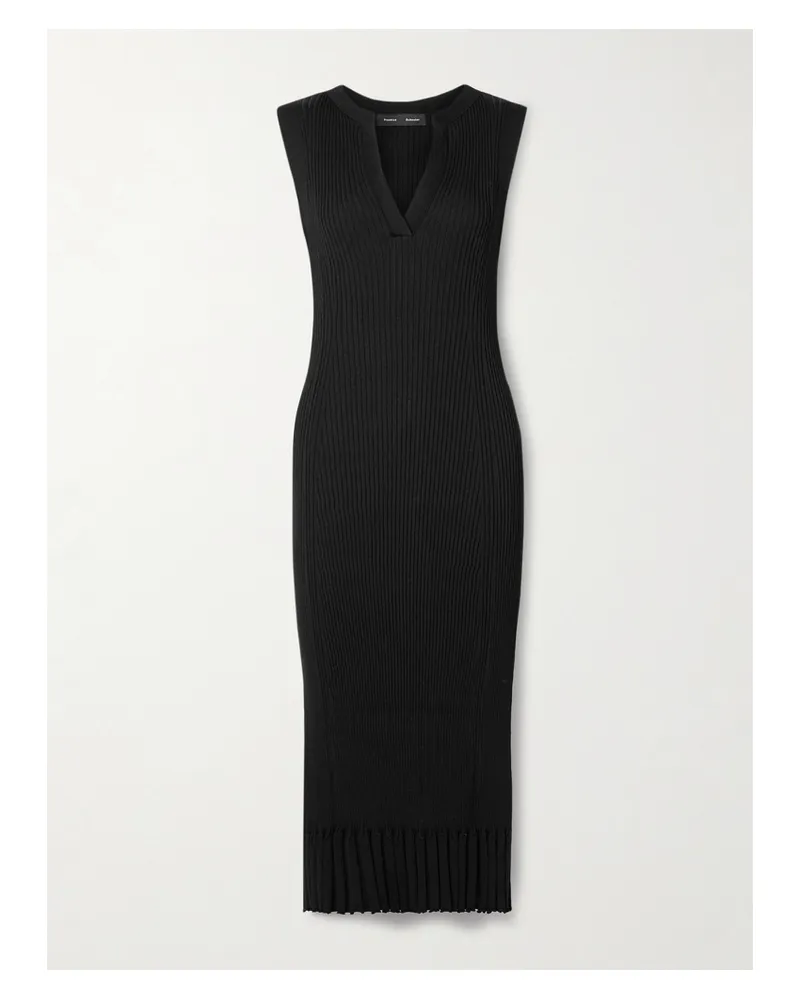 Proenza Schouler Tatum Midikleid In Rippstrick - Schwarz Schwarz