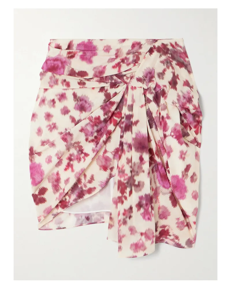 Isabel Marant Ovia Minirock Aus Einer Seidenmischung Mit Blumenprint Und Raffungen - Pink Pink