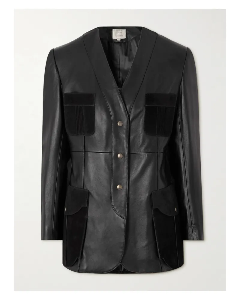 Giuliva Heritage Collection Lederjacke Mit Velourslederbesätzen - Schwarz Schwarz
