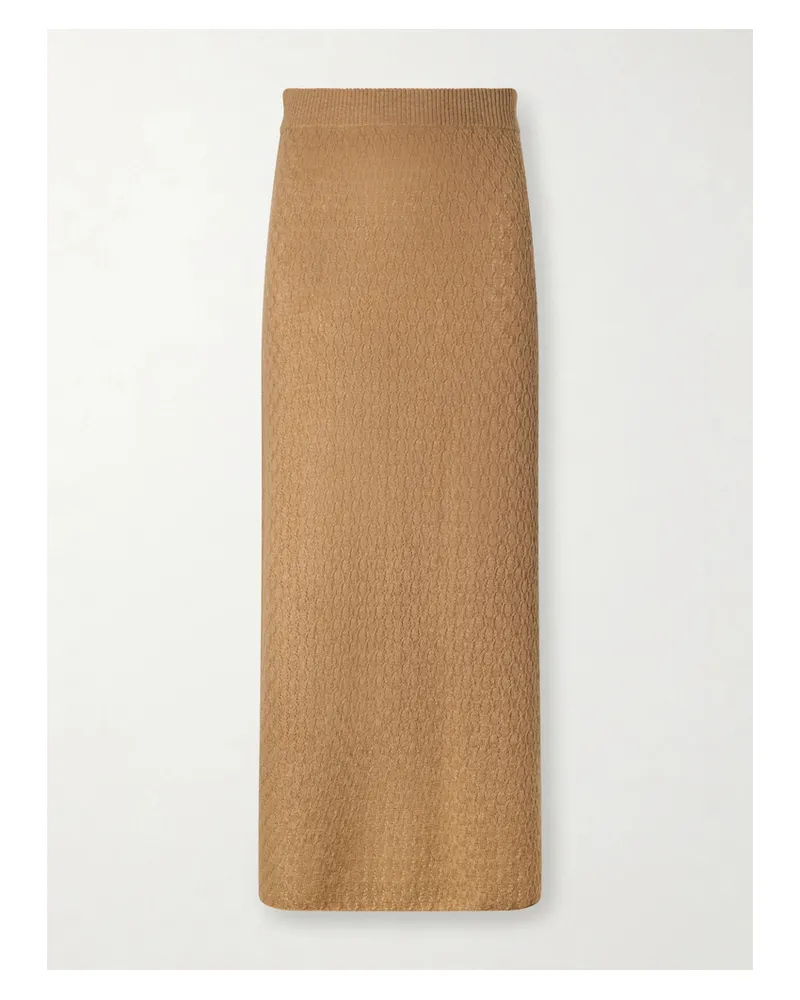Le Kasha 1918 Sunnie Pointelle-knit Cashmere Midi Skirt - Brown Brown