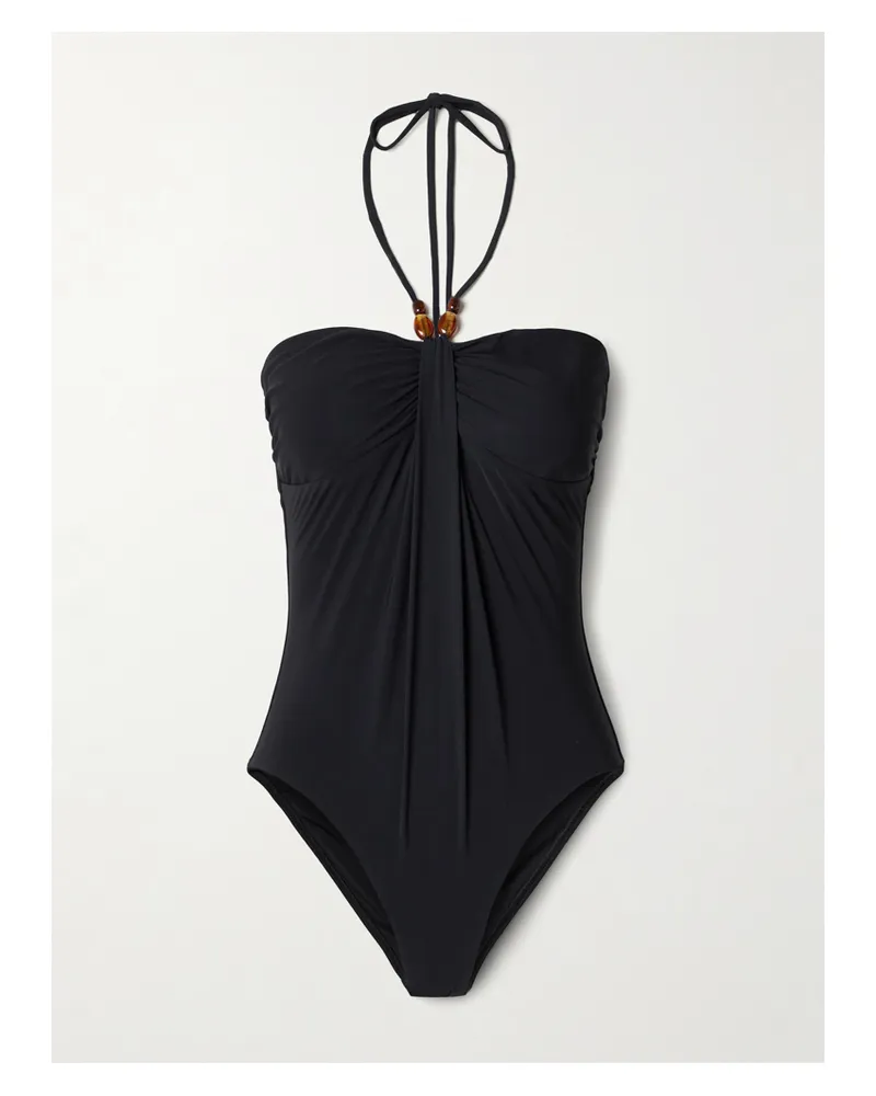 Zimmermann Wylie Neckholder-badeanzug Mit Verzierungen Und Raffungen - Schwarz Schwarz