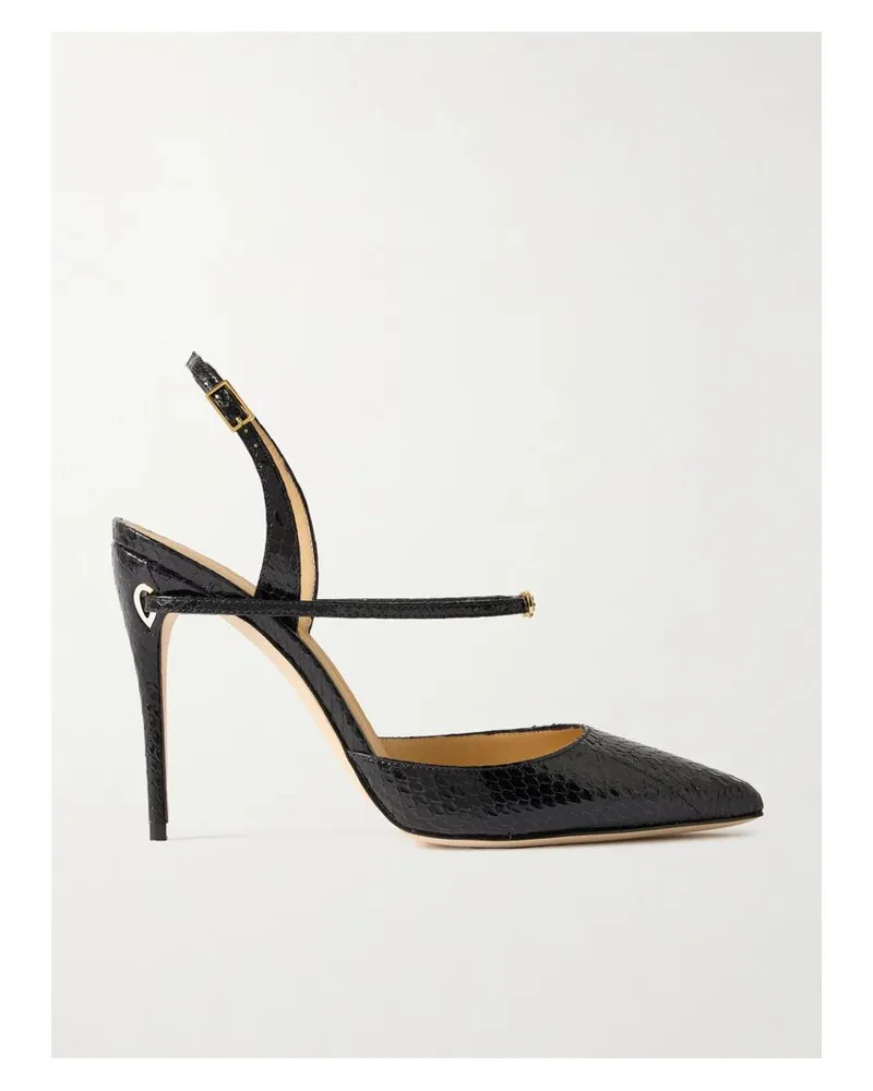 Jennifer Chamandi Vittorio 105 Slingback-pumps Mit Spitzer Kappe Aus Elapheleder - Schwarz Schwarz