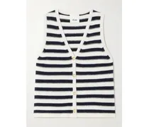 Weste Aus Gestreiftem Kaschmir - Blau