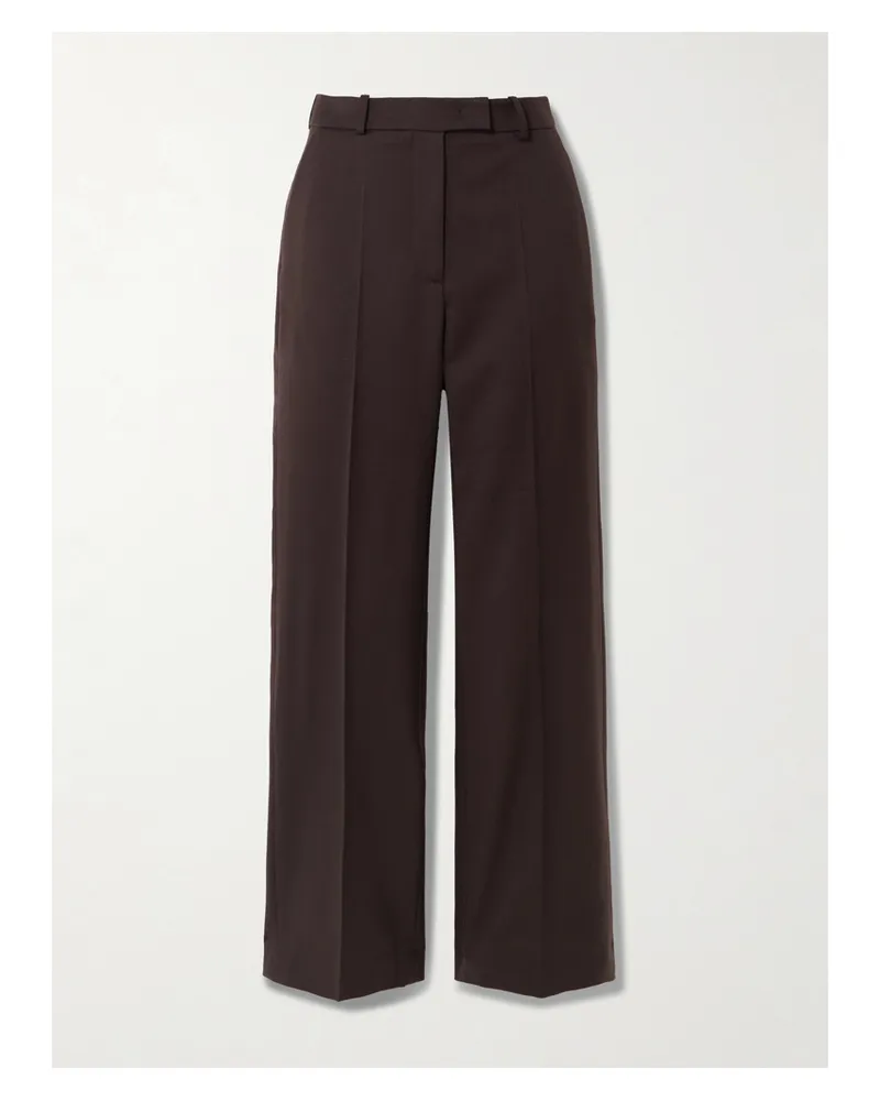 FRANKIE Shop Lenora Hose Mit Geradem Bein Aus Twill Mit Falten - Braun Braun