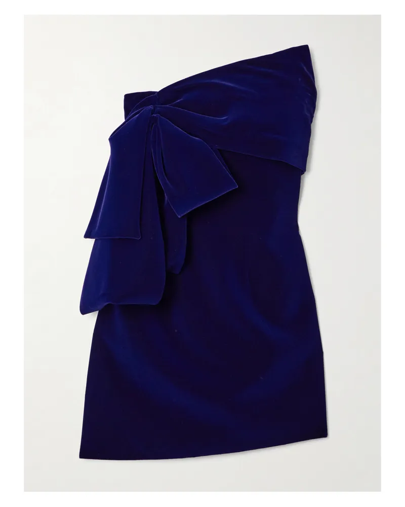 Givenchy Asymmetrisches Mini-bustierkleid Aus Samt Mit Schleife - Blau Blau