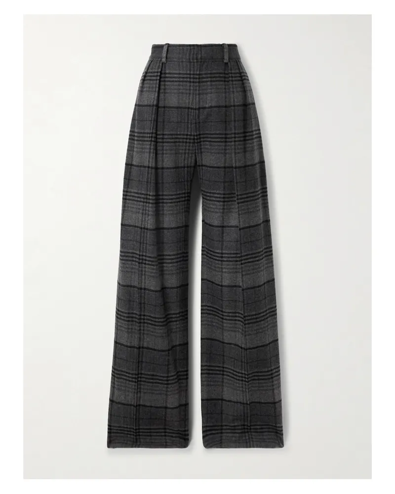 Ralph Lauren Jody Hose Mit Weitem Bein Aus Karierter Wolle Mit Falten - Grau Grau