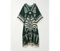 Holi Belted Printed Silk Crepe De Chine Cover-up - Green