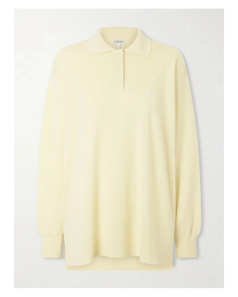 Loewe Cashmere And Silk-blend Polo Shirt - Yellow Yellow
