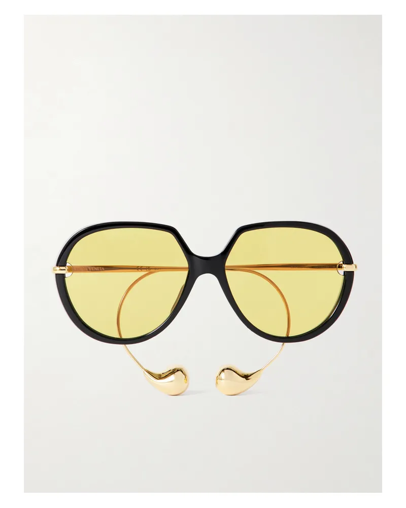 Bottega Veneta Sonnenbrille Mit Rundem Rahmen Aus Azetat Und Goldfarbenem Metall Gold