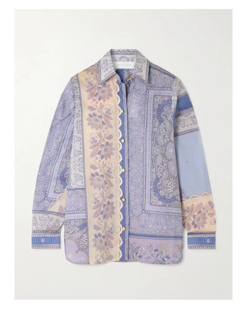 Zimmermann Lucky Hemd Aus Baumwoll-voile Mit Bandana-print - Lila Lila