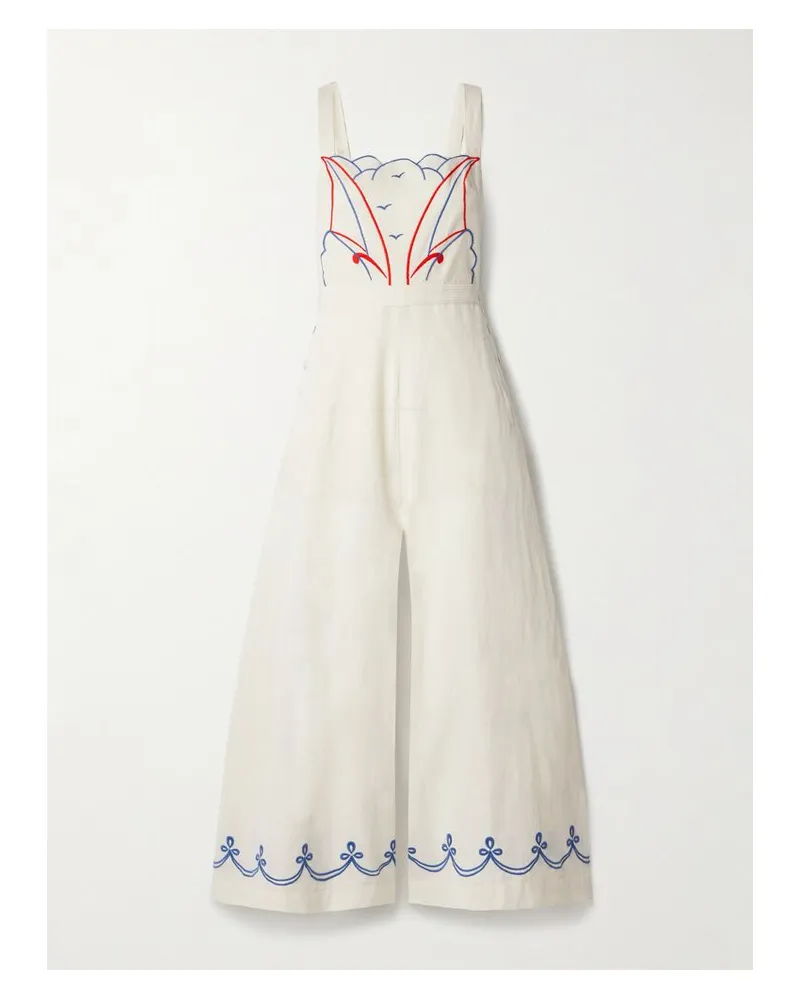 BODE Jumpsuit Aus Einer Baumwoll-leinenmischung Mit Stickereien - Creme Creme