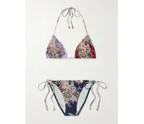 Rhiannon Triangel-bikini Mit Blumenprint - Blau