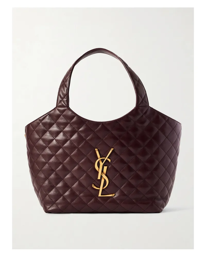 Saint Laurent Icare Medium Quilted Leather Tote - Purple Purple