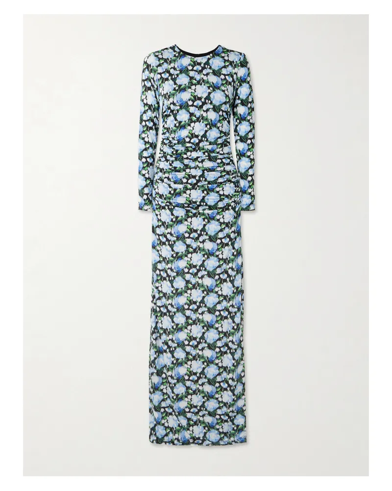 Carolina Herrera New York Maxikleid Aus Stretch-jersey Mit Blumenprint Und Raffungen - Blau Blau