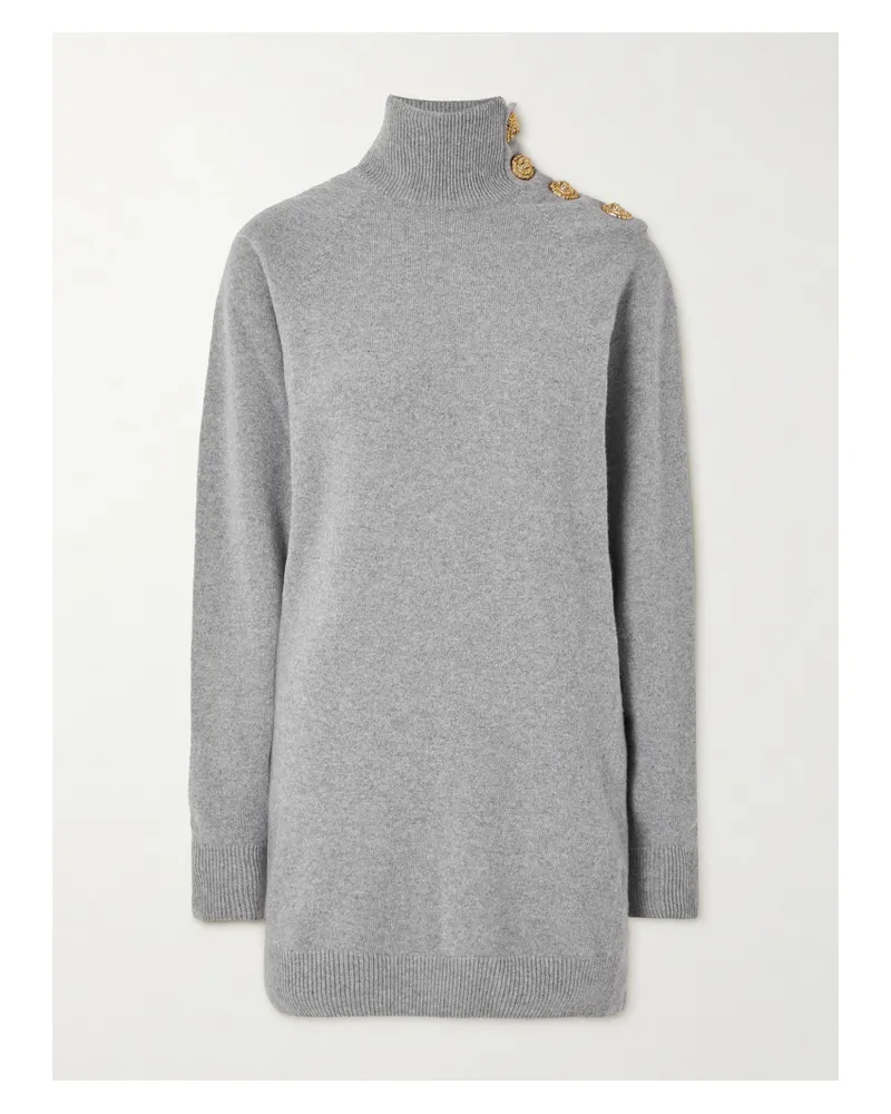 Balmain Minikleid Aus Einer Kaschmir-schurwollmischung Mit Verzierungen - Grau Grau