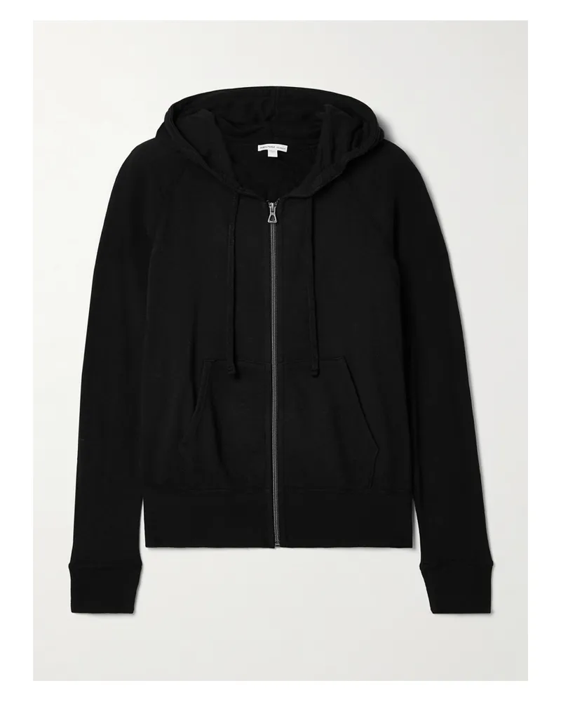 James Perse Vintage French Cotton-terry Hoodie - Black Black