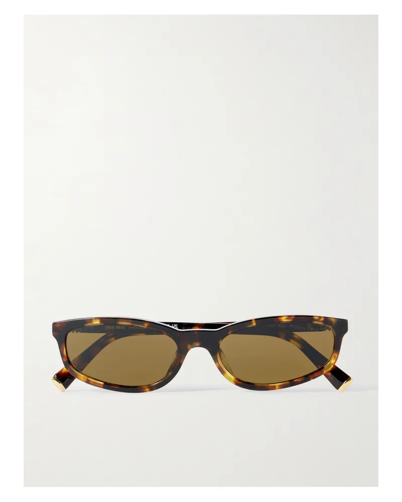 Miu Miu Oval-frame Tortoiseshell Acetate Sunglasses Tortoiseshell